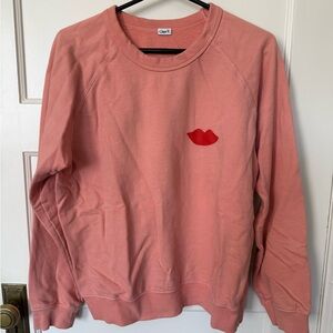 Clare V Pink Sweatshirt with Red Lips